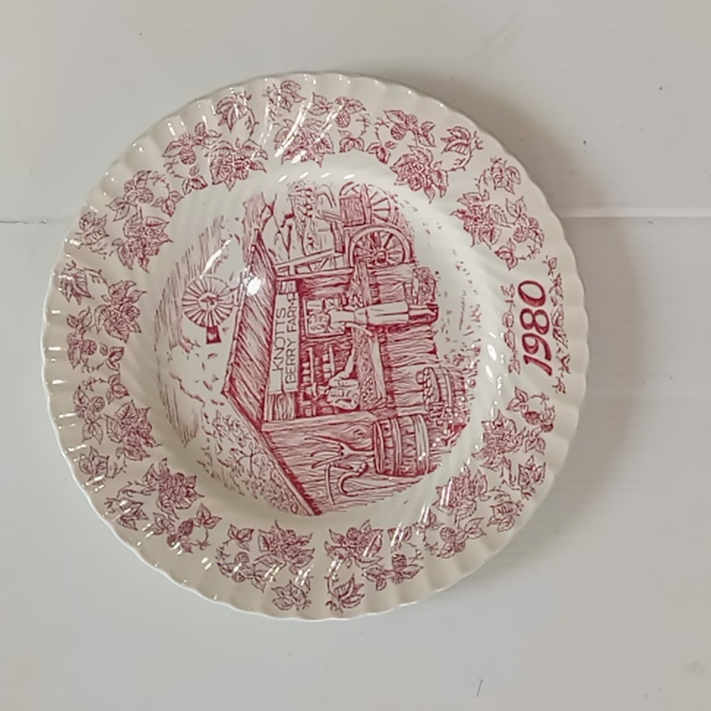 Vintage Porcelain Knotts Berry Farm Advertising Plate 1980 Made In England